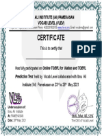 Online TOEFL Certificate from Ibnu Ali Institute