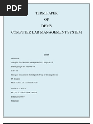 Computer Lab Management System Database Design Databases