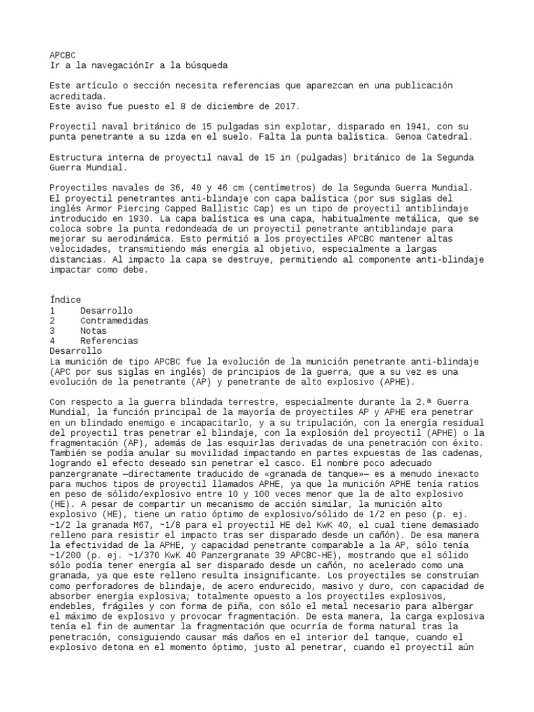 APCBC | Descargar gratis PDF | Munición | Tecnología militar