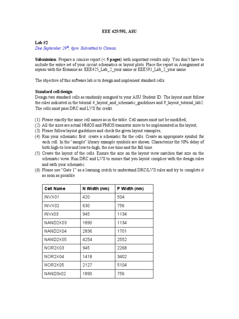 Due September 29, 6pm. Submitted To Canvas.: EEE 425/591, ASU Lab #2 ...