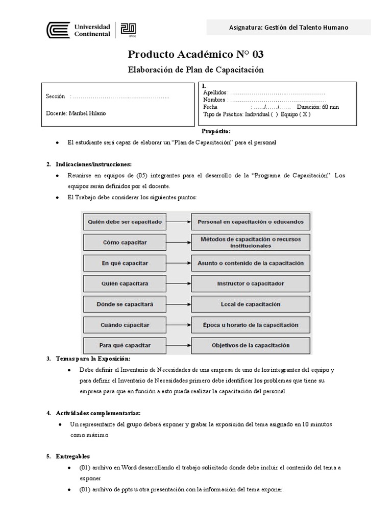PA N°03 - Plan de Capacitaciones | PDF | Crecimiento personal y ...