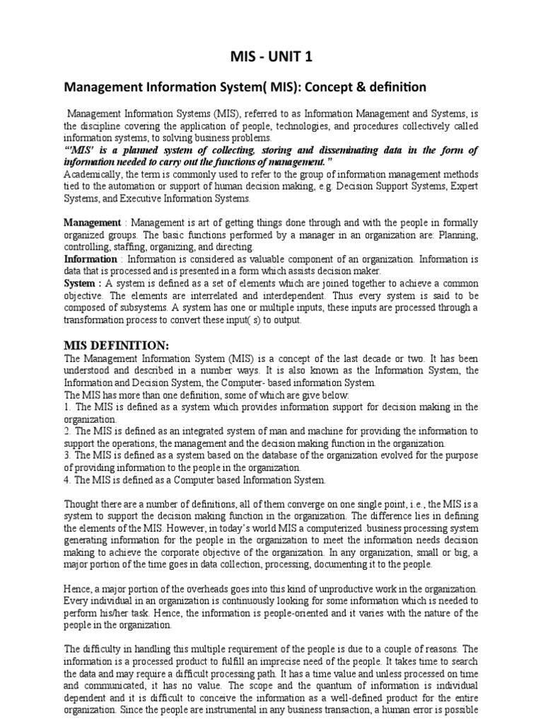 Understanding Management Information Systems | PDF | Information System ...