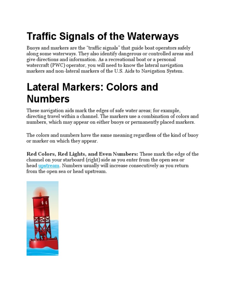 Navigating Waterway Markers and Signals | PDF | Anchor | Tide