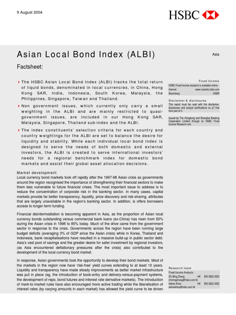 Hsbc Asian Local Bond Index Albi Bond Market Bonds Finance