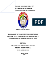 Evaluacion de Pacientes Hipertensos en La Comunidad de San Antonio (Enero - Marzo de 2020)