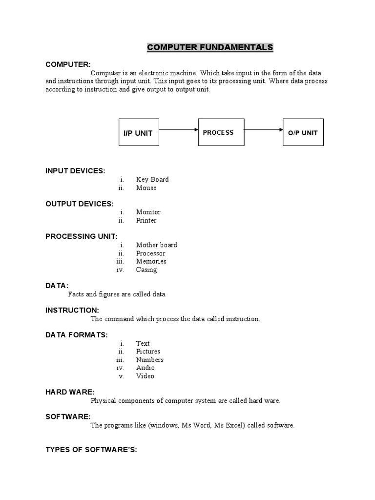 Computer Fundamentals PDF Random Access Memory Computer Data Storage