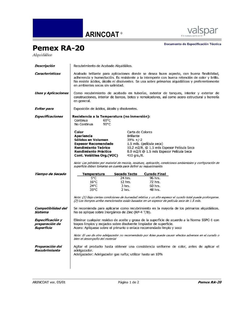 DT Pemex RA-20 ARINCOAT | PDF