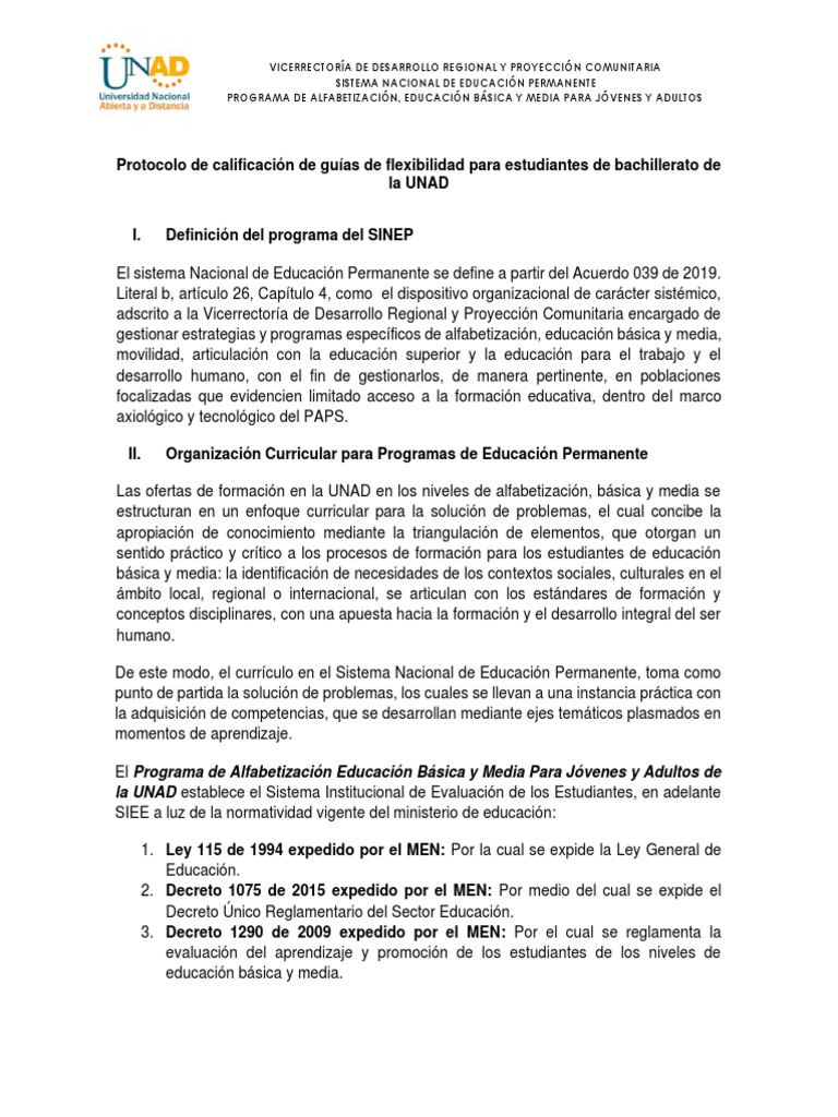 Protocolo de Guías de Flexibilidad UNAD | PDF | Educación primaria ...