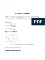 Quadratic Equations: Square Root Method