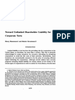 Toward Unlimited Shareholder Liability For Corporate Torts