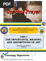 Unit 1 Importance Meaning and Assumption of Art