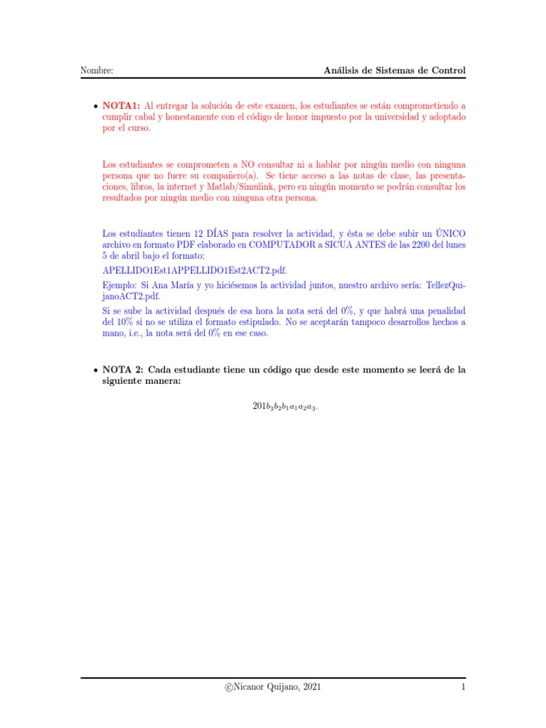 Análisis de Sistemas de Control en MATLAB | PDF | Matemáticas | Sistema ...