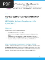 CC102 Lesson IV - Software Development Lifecycle (SDLC)