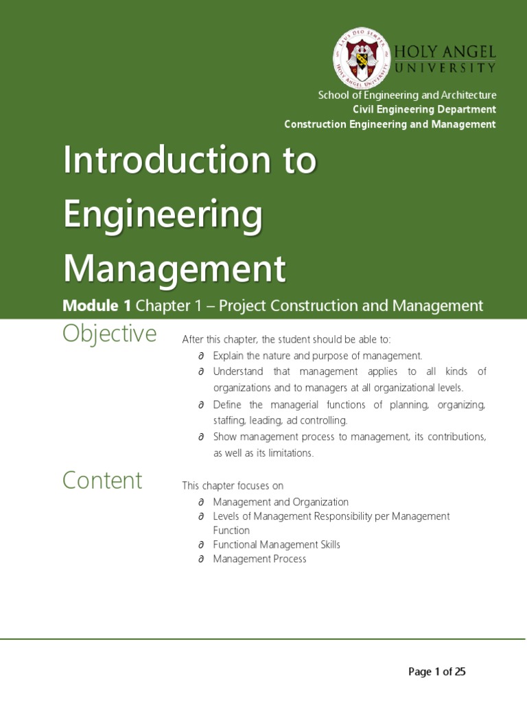 Introduction to Engineering Management | PDF | Project Management ...
