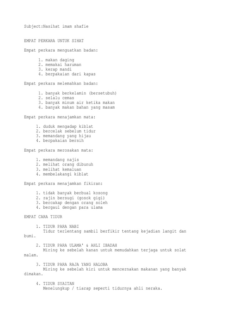 Nasihat Imam Syafie Pdf
