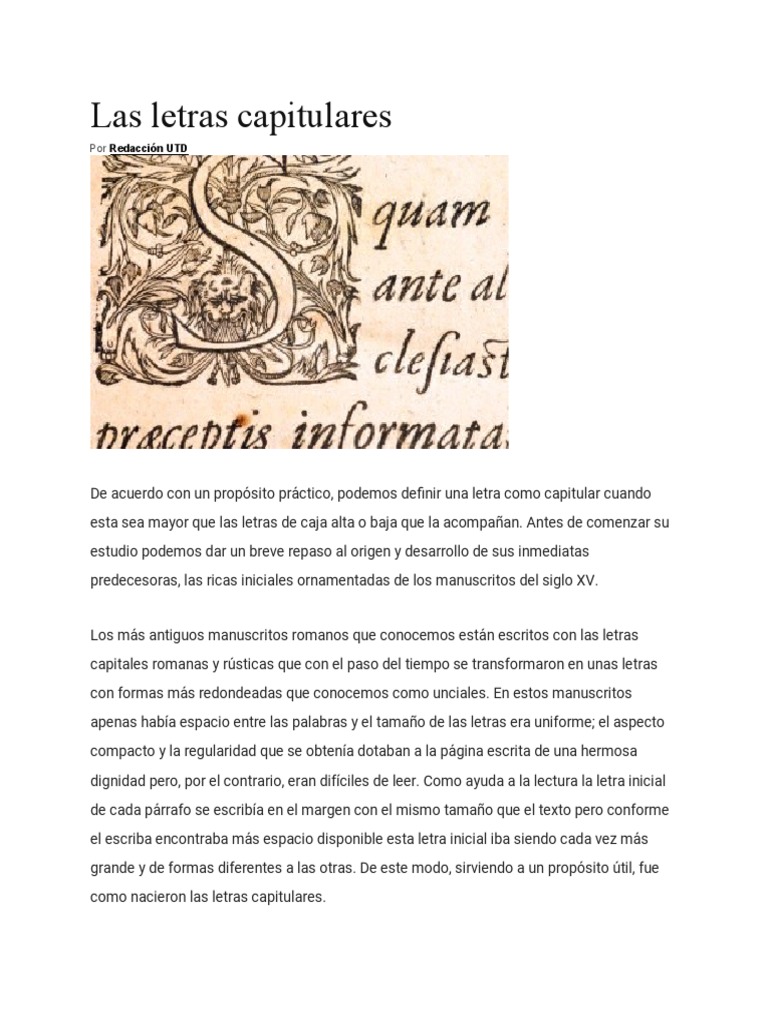 Historia de las Letras Capitulares | PDF | Imprenta | Tipografía