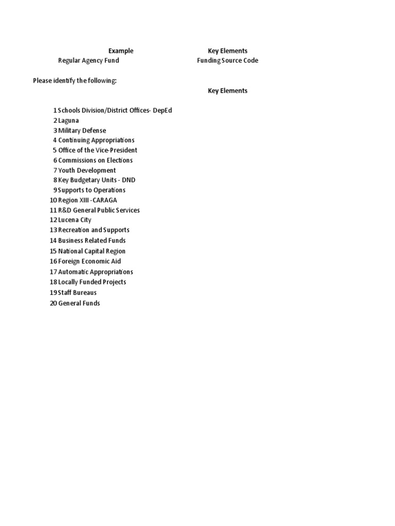 Example Key Elements | PDF | Finance & Money Management