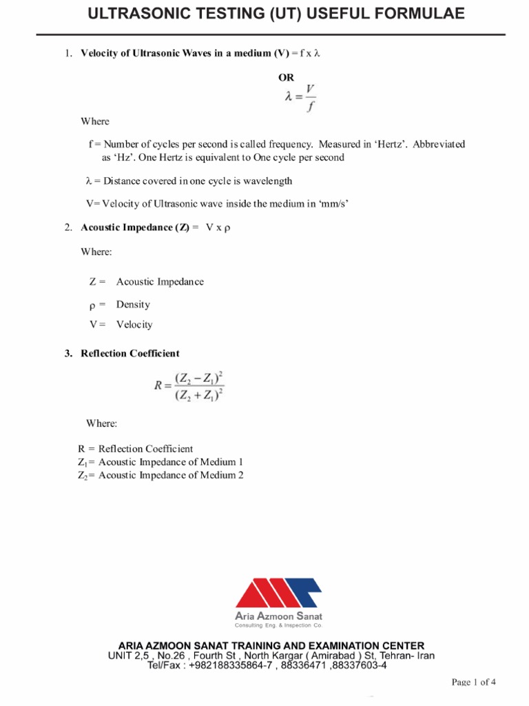 Important Formula in UT | PDF
