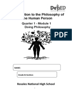 Introduction To The Philosophy of The Human Person: Quarter 1 - Module 1 Doing Philosophy