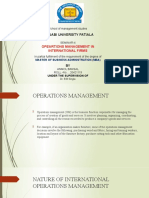 Punjabi University Patiala: Opeartions Management in International Firms