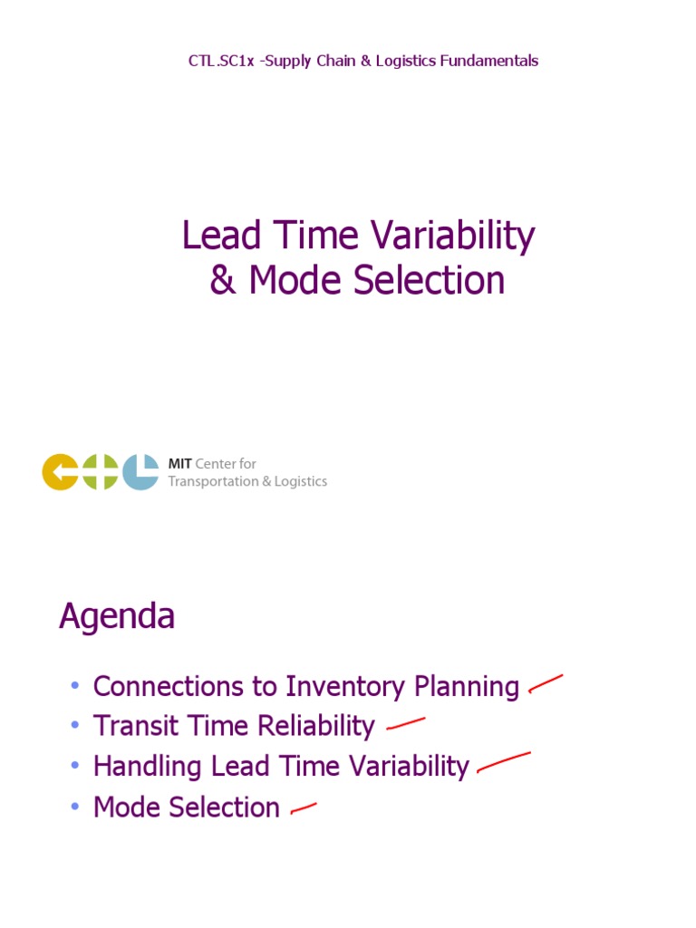 Lead Time Variability & Mode Selection CTL SC1x Supply Chain & Logistics Fundamentals PDF