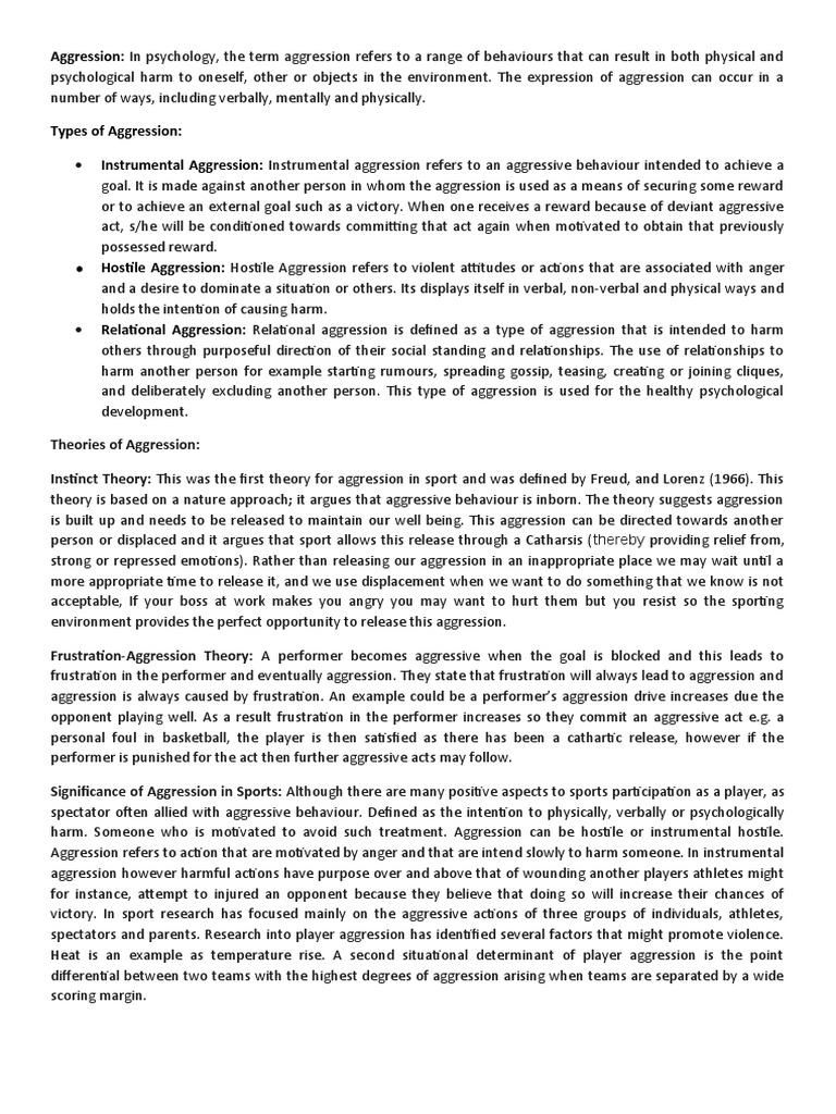 Aggression Pdf Aggression Anger