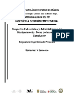 Conclusión - Proyectos Industriales y Administración Del Mantenimiento