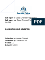Object Oriented Programming Object Oriented Programming Lab 004