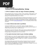 SWOT Analysis Is Only One Stage of Business Planning: V. SWOT Analysis: Framework For Developing Marketing Strategy