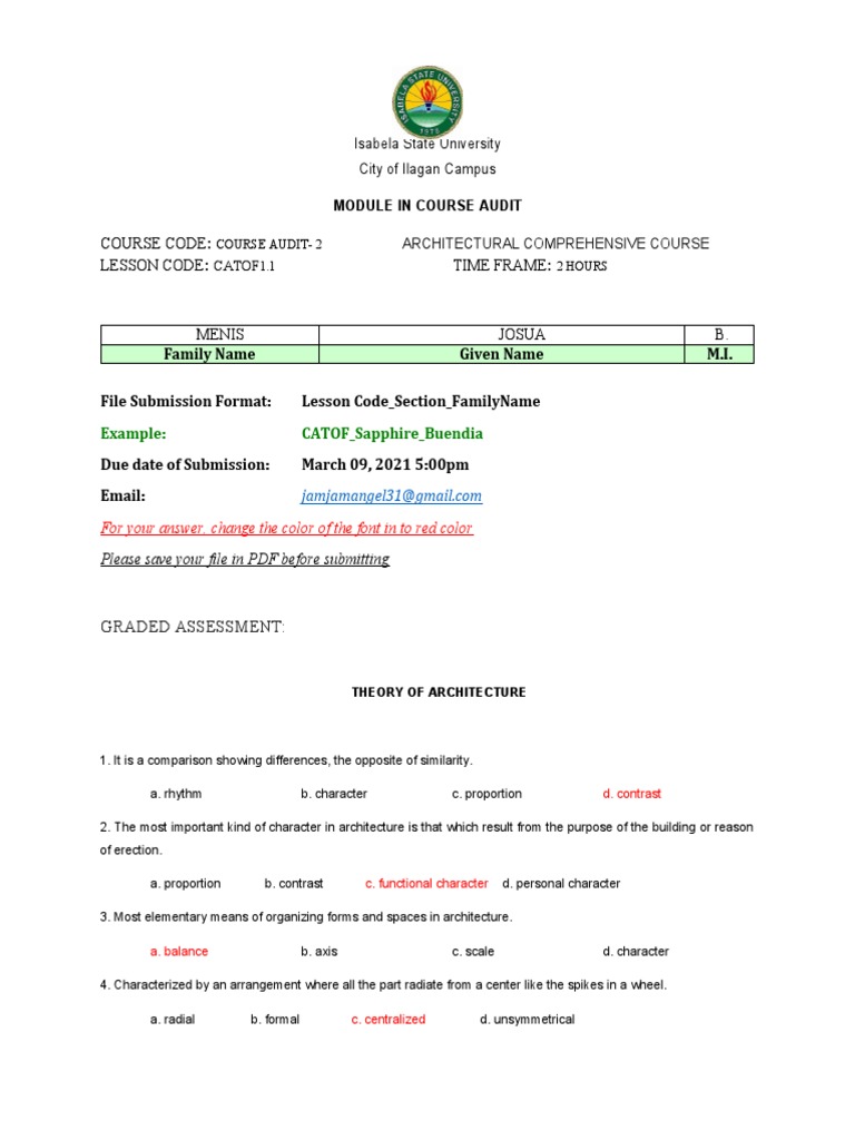 MODULE IN COURSE AUDIT 1.1.1 Question | PDF | Rhythm | Dimension