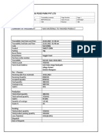 Summary of Traceability Raw Materials To Finished Product: Pre - Process