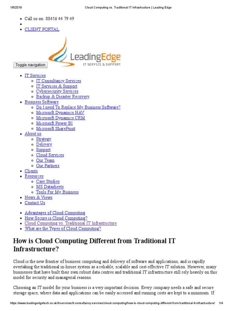 Cloud Computing vs. Traditional IT Infrastructure - Leading Edge | PDF ...