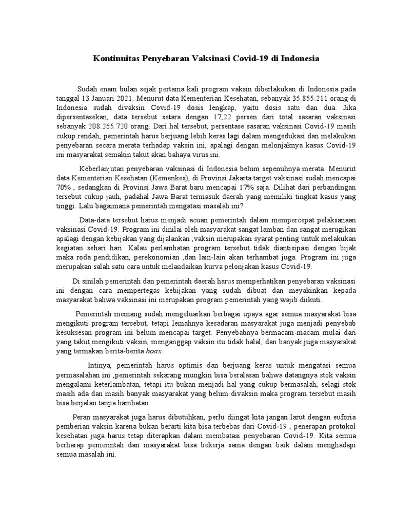 Teks Editorial Vaksinasi Covid-19 | PDF
