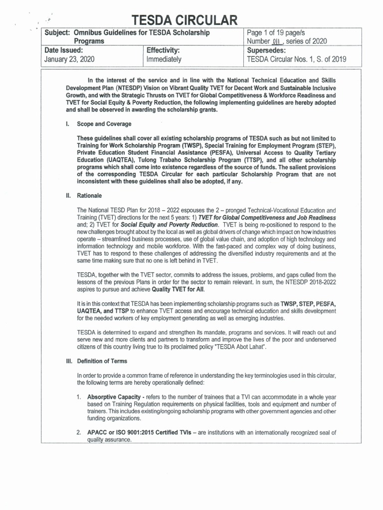 Scholarship Omnibus | PDF | Vocational Education | Employment