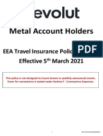 Metal Account Holders' Travel Insurance Policy