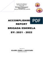 Accomplishment Brigada Eskwela SY: 2021 - 2022: Klaire Jorie L. Gocotano