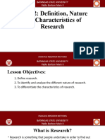 Week 2 (Definition, Nature and Characteristics of Research)