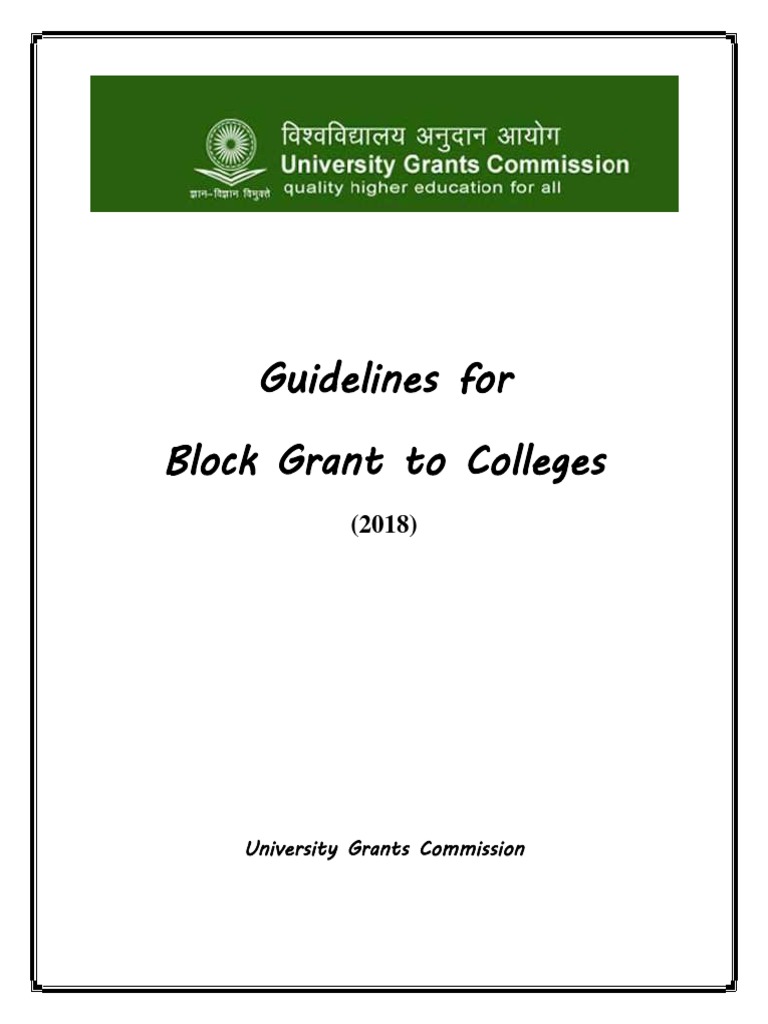 Guidelines For Block Grant To Colleges University Grants Commission