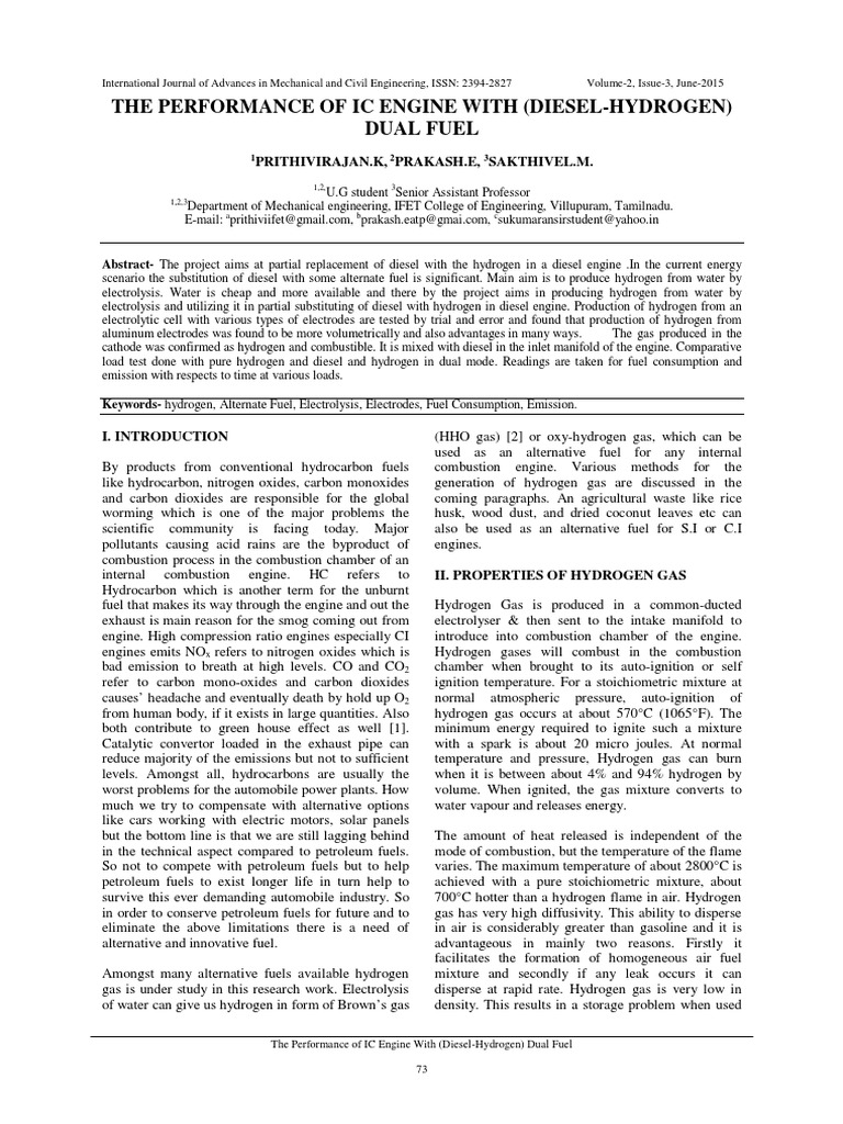 Diesel-Hydrogen Dual Fuel Engine Performance | PDF | Anode | Combustion