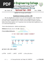 Aptitude Test For Simplification Topic