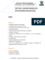 Índice Preceptor y Secretariado en Instituciones Educativas