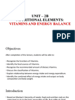 Unit - 2B Nutritional Elements:: Vitamins and Energy Balance