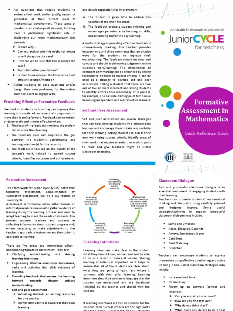 Formative Assessment Strategies in Math | PDF | Educational Assessment ...