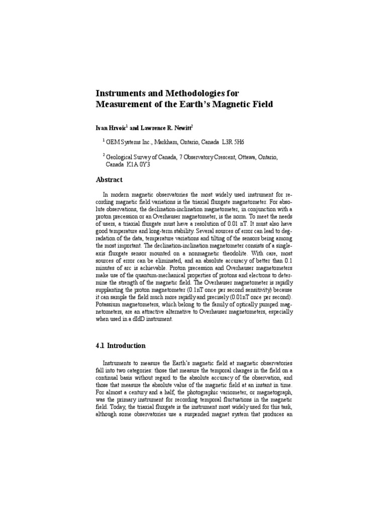 Earth Magnetic Field Measurement Tools | PDF | Magnetometer | Nuclear ...