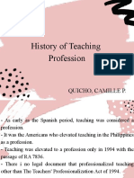 History of Teaching Profession: Quicho, Camille P
