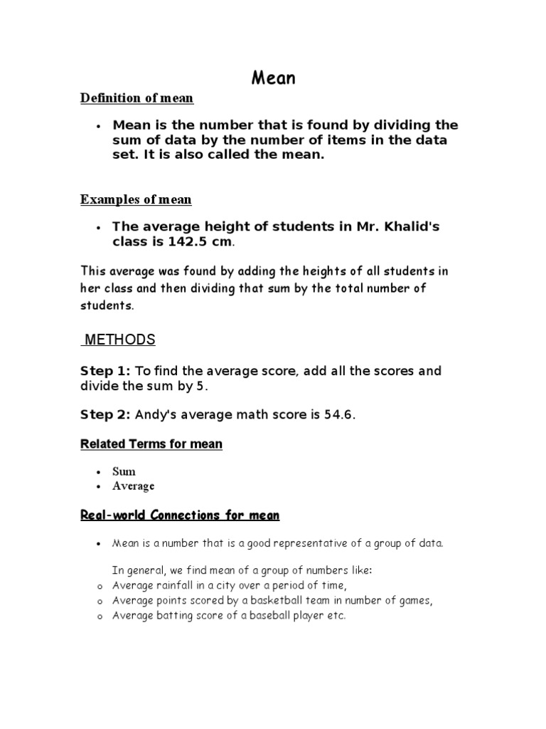 Understanding the Mean: Definition & Examples | PDF