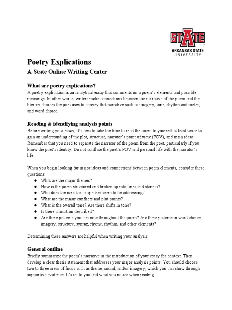 Poetry+Explications  PDF  Poetry  Narration