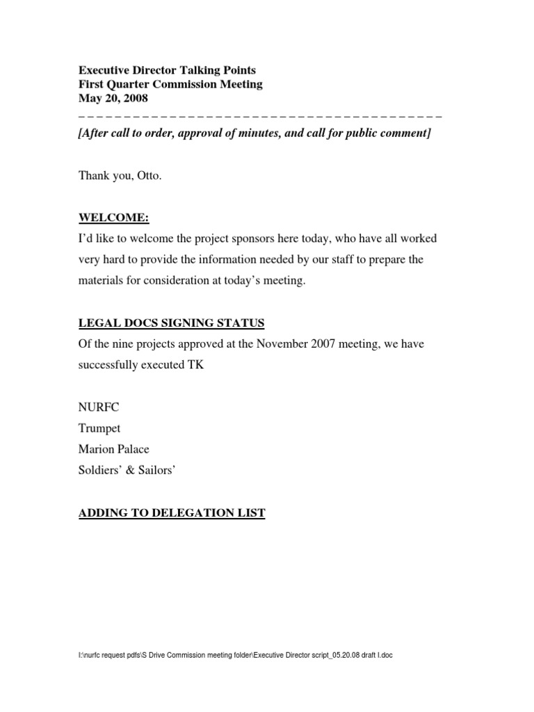 Executive Director's Q1 Meeting Script | PDF
