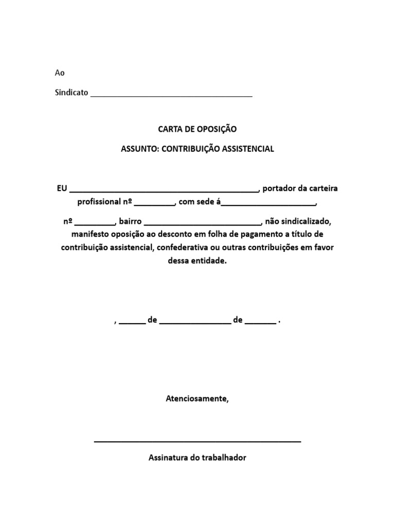 Carta de Oposição PDF