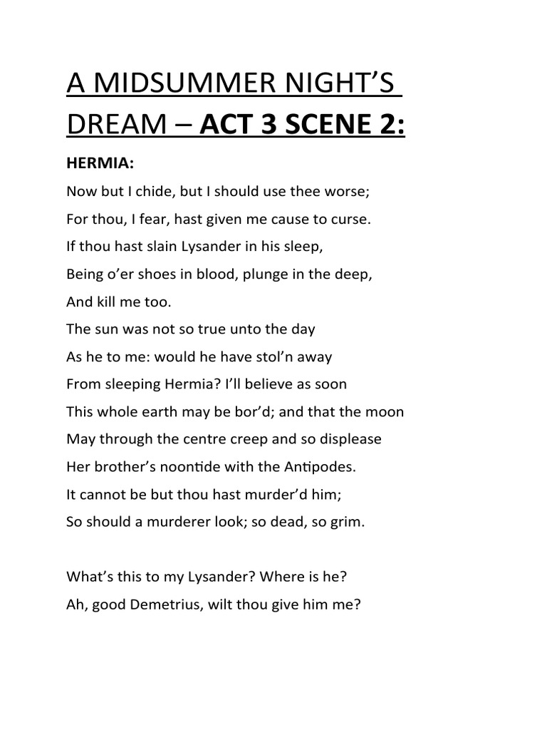Monologue 3 hermia midsummer nights dream pdf